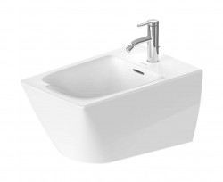DURAVIT - Viu Závěsný bidet, 370x570 mm, otvor pro baterii, WonderGliss, bílá (22921500001)