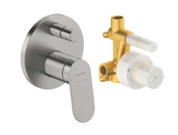 DURAVIT - Wave Baterie pod omítku, pro 2 spotřebiče, s tělesem, kartáčovaný nerez (WA4210008070)