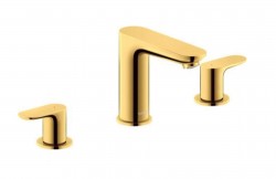 DURAVIT - Wave Umyvadlová baterie s výpustí Push-Open, 3-otvorová instalace, zlatá (WA1060005034)