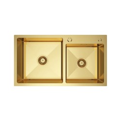 Dvoukomorový ocelový dřez zlatý 78 x 45 cm, Velazo VELAZ(7845G)