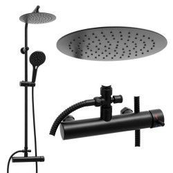 Erga Bergen, sprchová souprava s dešťovou hlavicí 25cm, černá matná, (ERG-YKA-BP.BERGEN 25 BLK)