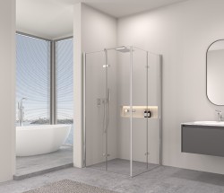 Erga Berlin Double, sprchový kout s dvojitými skládacími dveřmi 110(dveře) x 110(dveře) x 195 cm, 6mm čiré sklo, chromový profil, ERG-V02-BERLIN-D110… (ERG-V02-BERLIN-D110D11