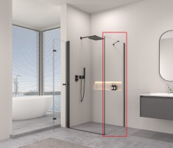 Erga Berlin pevná stěna pro sprchové kouty 70x195 cm, 6mm čiré sklo, černý profil, (ERG-V02-BERLIN-G070-BK)
