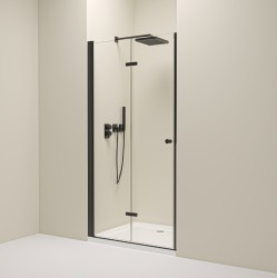 Erga Berlin, skládací sprchové dveře do otvoru 120x195 cm, 6mm čiré sklo, černý profil, (ERG-V02-BERLIN-D120-BK)