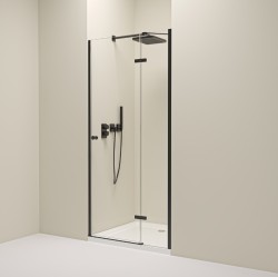 Erga Bern, 1-křídlé dělené sprchové dveře do otvoru 70x195 cm, 6mm čiré sklo, černý profil, (ERG-V02-BERN-D070-BK)