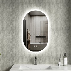 Erga Demi, oválné LED zrcadlo 50x80cm, 3 barvy světla, přední osvětlení, topná podložka proti zapaření, ERG-V01-Demi-5080-CL (ERG-V01-DEMI-5080-CL)