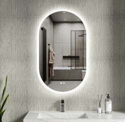 Erga Demi, oválné LED zrcadlo 60x100cm, 3 barvy světla, přední osvětlení, topná podložka proti zapaření, ERG-V01-Demi-6010-CL (ERG-V01-DEMI-6010-CL)