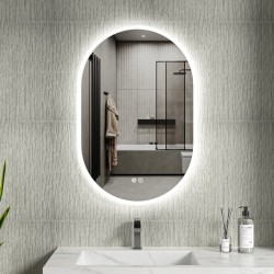 Erga Demi, oválné LED zrcadlo 60x90cm, 3 barvy světla, přední osvětlení, topná podložka proti zapaření, ERG-V01-Demi-6090-CL (ERG-V01-DEMI-6090-CL)