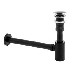 Erga Erga, umyvadlový lahvový sifon + odtoková zátka ClickClack bez přepadu, černá matná, (ERG-YKA-BK.SYPOP-14-BLK)