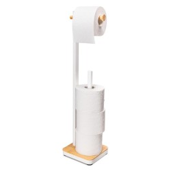 Erga Gasa, držák na toaletní papír se zásobníkem na postavení 62cm, bílá-přírodní hnědá, (ERG-YKA-P.GASA-WHT)