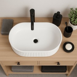 Erga Halle, umývadlo na dosku 490x315x130 mm, biela lesklá, (ERG-V03-HALLE49-WH)