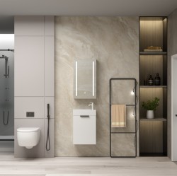 Erga Hana, zrcadlová galerka s LED osvětlením 40x70cm s integrovanou zásuvkou, bílá, (ERG-V05-HANA-4070-WH)