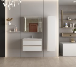 Erga Hana, zrcadlová galerka s LED osvětlením 80x70cm s integrovanou zásuvkou, bílá, (ERG-V05-HANA-8070-WH)