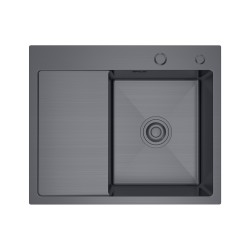 Erga HD, 1-komorový ocelový dřez 580x480x210 mm, pravý, grafitová, (ERG-MLS-HD5848RB)