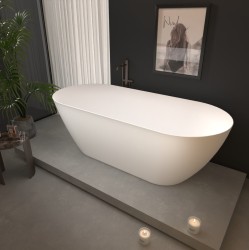 Erga Kaia, volně stojící vana 160x75 cm + odtoková zátka, bílá lesklá, ERG-Kaia-160075-WH-WH (ERG-KAIA-160075-WH-WH)