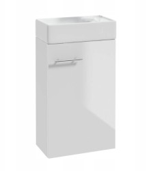 Erga Kim, závěsná WC skříňka 39x21x60 cm + keramické umyvadlo 40cm, bílá lesklá, ERG-207-D-04003+1406 (ERG-207-D-04003-1406)