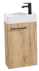 Erga Kim, závěsná WC skříňka 39x21x60 cm + keramické umyvadlo 40cm, dub řemeslný Craft, ERG-207-D-04004+1406 (ERG-207-D-04004-1406)