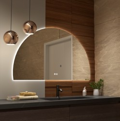 Erga Kori, půlkruhové LED zrcadlo 70x120cm, 2760 lm, 3 barvy světla, (ERG-V01-KORI-7012-CL)