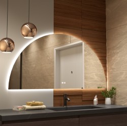 Erga Kori, půlkruhové LED zrcadlo 70x140cm, 2875 lm, 3 barvy světla, (ERG-V01-KORI-7014-CL)