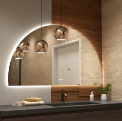 Erga Kori, půlkruhové LED zrcadlo 80x140cm, 3105 lm, 3 barvy světla, (ERG-V01-KORI-8014-CL)