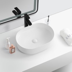 Erga Lakelyn, umyvadlo na desku 600x370x135 mm, bílá lesklá, (ERG-V03-9720B-WH)