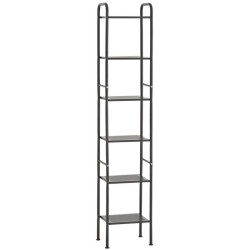 Erga Lexa, koupelnový kovový regál se 6 policemi 28x32,5x166,5 cm, černá matná, (ERG-YKA-P.LEXA-BLK)