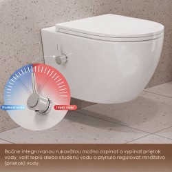 Erga Lily, závěsná WC mísa s funkcí bidetu + toaletní sedátko, bílá lesklá, (ERG-V03-LILY-RIM-BID-WH)