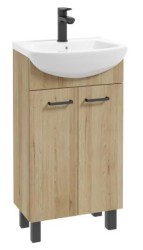 Erga Lumi, umyvadlová skříňka + keramické umyvadlo 50x41cm, dub řemeslný-černá rukojeť, ERG-207-D-05015+1520 (ERG-207-D-05015-1520)