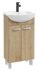 Erga Lumi, umyvadlová skříňka + keramické umyvadlo 50x41cm, dub řemeslný-chromová rukojeť, ERG-207-D-05014+1520 (ERG-207-D-05014-1520)
