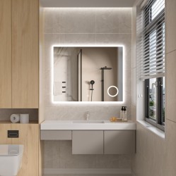 Erga Luna, LED zrcadlo 100x80cm s kosmetickým zrcadlem 3x zvětšení, 2760 lm, 6500K, přední/zadní osvětlení, (ERG-V01-124-1080-00)