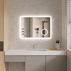 Erga Luna, LED zrcadlo 70x50cm s kosmetickým zrcadlem 3x zvětšení, 1840 lm, 6500K, přední/zadní osvětlení, (ERG-V01-124-7050-00)