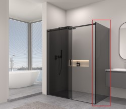 Erga Lynn, pevná stěna pro sprchový kout 70x195 cm, 8mm šedé sklo, černý profil, (ERG-V02-LYNN-G070-GR-BK)