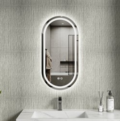 Erga Lyra, oválné LED zrcadlo 40x80cm, 3 barvy světla, přední a zadní osvětlení, vyhřívací podložka proti zapaření, (ERG-V01-LYRA-4080-CL)