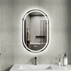Erga Lyra, oválné LED zrcadlo 50x80cm, 3 barvy světla, přední a zadní osvětlení, vyhřívací podložka proti zapaření, ERG-V01-Lyra-5080-CL (ERG-V01-LYRA-5080-CL)