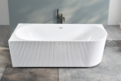 Erga Marina, rohová volně stojící vana 150x75 cm + odtoková zátka, levá, bílá lesklá, (ERG-MARINA-150075L-WH-WH)