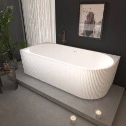 Erga Marina, rohová volně stojící vana 150x75 cm + odtoková zátka, levá, bílá lesklá, (ERG-MARINA-150075L-WH-WH)