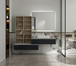 Erga Megan, LED zrcadlo 100x80cm v černém rámu, 2760 lm, 3 barvy světla, zadní osvětlení, (ERG-V01-MEGAN-1080-BK)