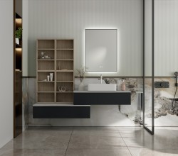 Erga Megan, LED zrcadlo 60x80cm (80x60cm) v černém rámu, 2185 lm, 3 barvy světla, zadní osvětlení, (ERG-V01-MEGAN-6080-BK)