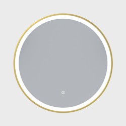 Erga Olivia, kulaté LED zrcadlo 60cm, zlatý kovový rám, 1380 lm, 6500K, přední osvětlení, (ERG-V01-202-6060-GD)