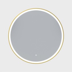 Erga Olivia, kulaté LED zrcadlo 90cm, zlatý kovový rám, 2070 lm, 6500K, přední osvětlení, (ERG-V01-202-9090-GD)