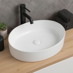 Erga Oval, umyvadlo na desku 550x400x140 mm, bílá lesklá, (ERG-V03-OVAL55-WH)