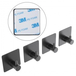 Erga Pad, samolepící háček na ručníky 4,5x4,5 cm (4ks), černá matná, (ERG-YKA-CH.PAD-4-BLK)