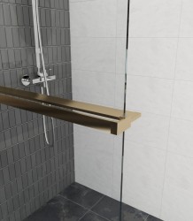 Erga Paris, polička/držák na ručníky pro sprchovou zástěnu (max. 140cm), zlatá matná, (ERG-V02-PARIS-SHELF-GB)