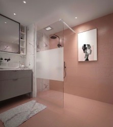 Erga Paris, sprchová zástěna Walk-In 100x200 cm, 8mm čiré/mléčné sklo, bílý matný profil, ERG-V02-PARIS-100x200-MF-WH (ERG-V02-PARIS-100X200-MF-WH)