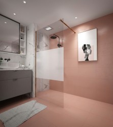 Erga Paris, sprchová zástěna Walk-In 100x200 cm, 8mm čiré/mléčné sklo, zlatý matný profil, ERG-V02-PARIS-100x200-MF-GB (ERG-V02-PARIS-100X200-MF-GB)