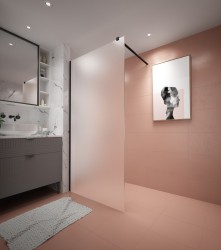 Erga Paris, sprchová zástěna Walk-In 110x200 cm, 8mm sklo námraza, černý profil, ERG-V02-PARIS-110x200-FR-BK