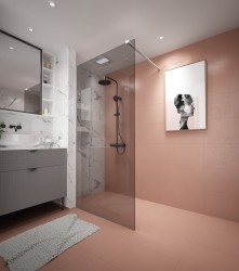 Erga Paris, sprchová zástěna Walk-In 160x200 cm, 8mm šedé sklo, bílý matný profil, ERG-V02-PARIS-160x200-GR-WH (ERG-V02-PARIS-160X200-GR-WH)
