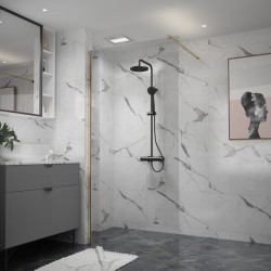 Erga Paris, sprchová zástěna Walk-In 30x200 cm, 8mm čiré sklo, zlatý lesklý profil, ERG-V02-PARIS-030x200-CL-GD