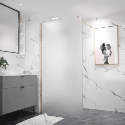 Erga Paris, sprchová zástěna Walk-In 30x200 cm, 8mm sklo námraza, zlatý lesklý profil, ERG-V02-PARIS-030x200-FR-GD