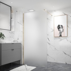 Erga Paris, sprchová zástěna Walk-In 70x200 cm, 8mm sklo námraza, zlatý lesklý profil, ERG-V02-PARIS-070x200-FR-GD